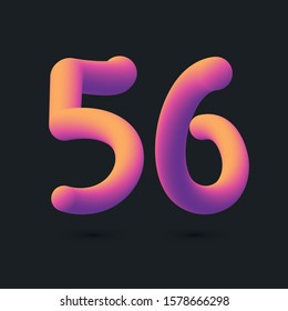 3D Digit 56 multi colour gradient digit icon vector template.
