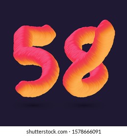 3D Digit 58 multi colour gradient digit icon vector template.
