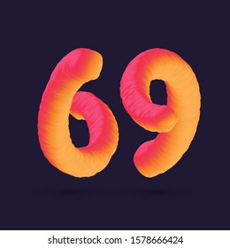 3D Digit 69 multi colour gradient digit icon vector template.
