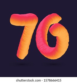 3D Digit 70 multi colour gradient digit icon vector template.
