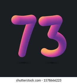 3D Digit 73 multi colour gradient digit icon vector template.
