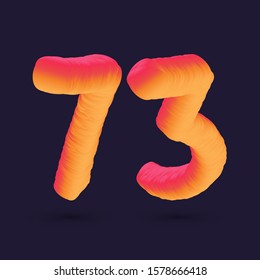 3D Digit 73 multi colour gradient digit icon vector template.
