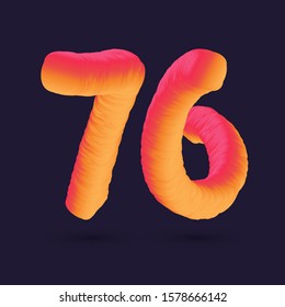 3D Digit 76 multi colour gradient digit icon vector template.
