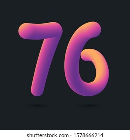 3D Digit 76 multi colour gradient digit icon vector template.
