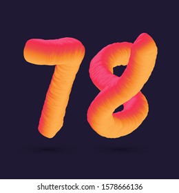 3D Digit 78 multi colour gradient digit icon vector template.
