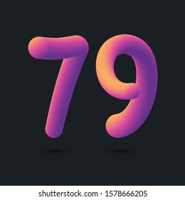 3D Digit 79 multi colour gradient digit icon vector template.
