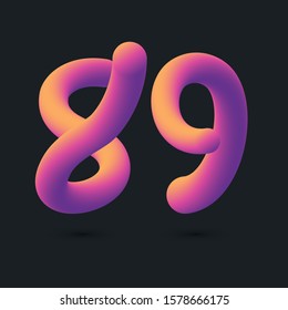 3D Digit 89 multi colour gradient digit icon vector template.
