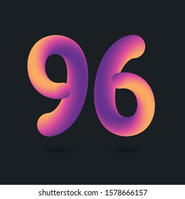 3D Digit 96 multi colour gradient digit icon vector template.
