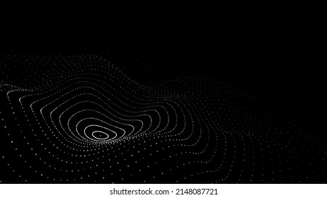 3D Digital Circular Dynamic Wave. Technology Smart Wave. Seamless Flow Digital Structure. Cyber Technology Background. Vector Illustration.