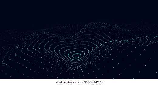 3D digital circular dynamic wave. Technology smart wave. Seamless flow digital structure. Cyber technology background. Vector illustration.
