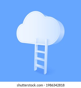 3D digital cloud computing technology with Stair background. Online service. vector art illustration
