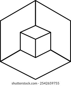 3D digital cube, poly style. Virtual reality line art icons, symbols, logos, drawings, illustrations, signs, doodles for web, business, online