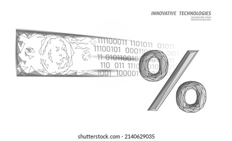 3D digital dollar currency. USA America finance e-banking wallet. Low poly model money profit loan cloud computing. Data security commerce vector illustration