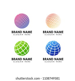 3D digital globe logo design. icon vector illustration. This logo is suitable for global company, world technologies and media and publicity agencies