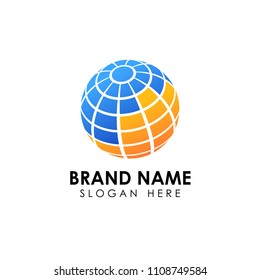 3D digital globe logo design. icon vector illustration. This logo is suitable for global company, world technologies and media and publicity agencies