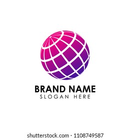 3D digital globe logo design. icon vector illustration. This logo is suitable for global company, world technologies and media and publicity agencies