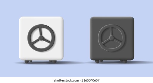 3d digital icon of a safe box in white and black colors