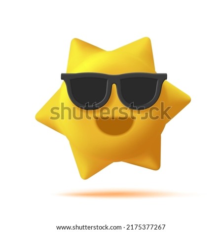 3d digital icon of a smiling sun in sunglasses, isolated. Vector illustration