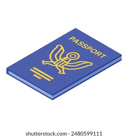 3d digital image of a blue passport with a gold emblem, ideal for travelrelated designs