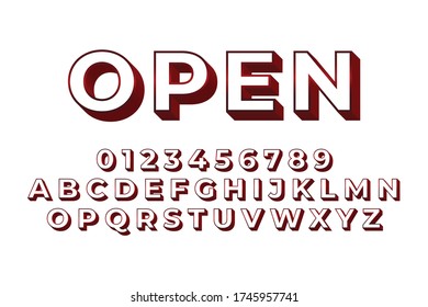 3 d tipo de letra digital con número de alfabeto completo y símbolo