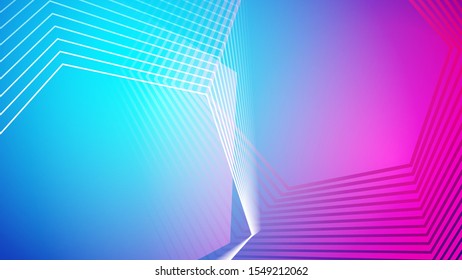 3d digital lines. Abstract color gradient background. Blue vector design. Technology illustration with polygon shapes. Geometric lines and colorful backdrop.