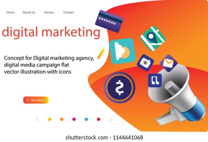 3d  digital marketing, Landing page template for website and mobile website, isometric vector illustration design