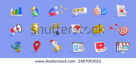 3d digital marketing seo sales social media icon design collection