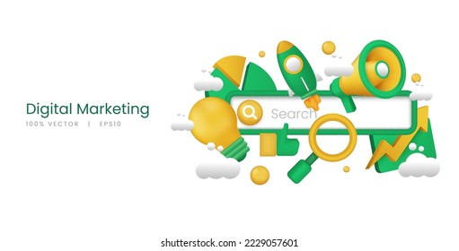 3.ª ilustración vectorial de marketing digital