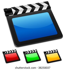 3D digital movie clapper board. Vector illustration.
