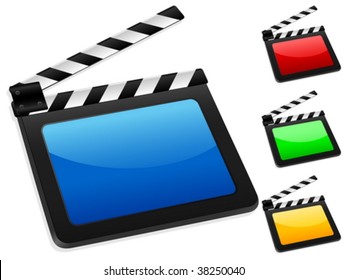3D digital movie clapper board. Vector illustration.