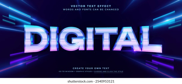 3d digital text effect on abstract technology background, vector graphic style