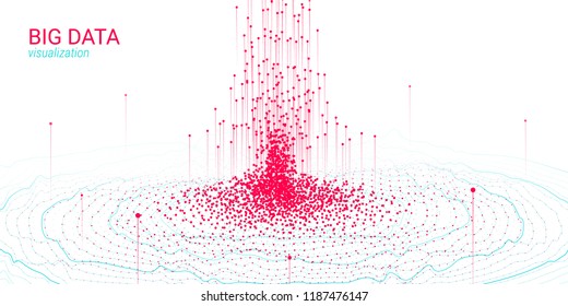 3d Digital Visualization. Big Data Complex. Wave Cosmic Design with Distortion and Motion. Analysis of Big Data Sorting. Technology Background in Futuristic Style. Fractal Element. Big Data Analysis.
