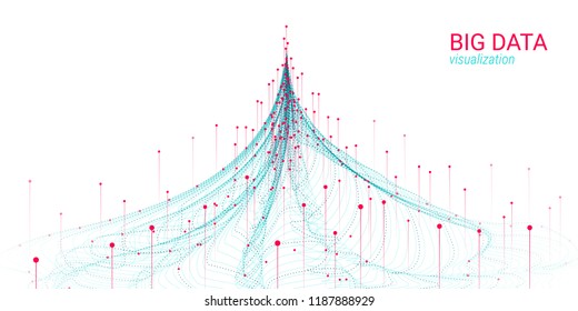 3d Digital Visualization. Big Data Complex. Wave Cosmic Design with Distortion and Motion. Analysis of Big Data Sorting. Technology Background in Futuristic Style. Fractal Element. Big Data Analysis.