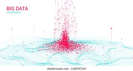 3d Digital Visualization. Big Data Complex. Wave Cosmic Design with Distortion and Motion. Analysis of Big Data Sorting. Technology Background in Futuristic Style. Fractal Element. Big Data Analysis.