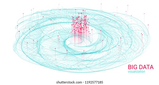 3d Digital Visualization. Big Data Complex. Wave Cosmic Design with Distortion and Motion. Analysis of Big Data Sorting. Technology Background in Futuristic Style. Fractal Element. Big Data Analysis.