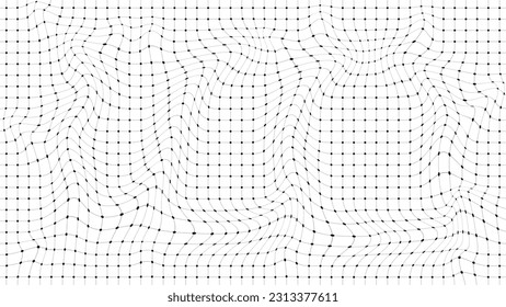 3D-digitale Welle, verbunden durch Punkte und Linien auf weißem Hintergrund. Technologische Welle. Digitale Flussstruktur. Cybertechnologie, Hintergrund. Vektorgrafik.