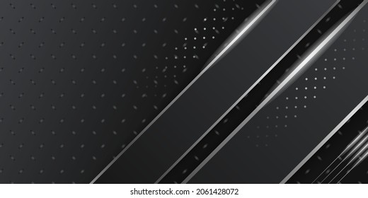 3D dimension black abstract background with white silver light decoration