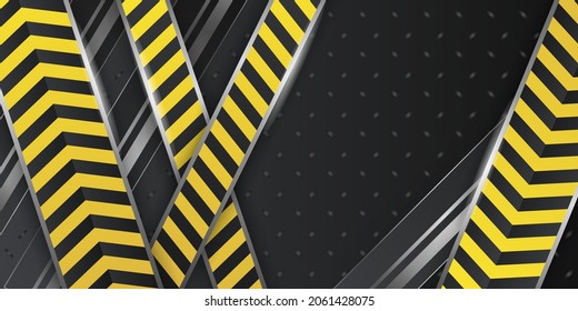 3D-Dimension schwarz abstrakter Hintergrund mit gelber Linie und polizeilicher Liniendekoration
