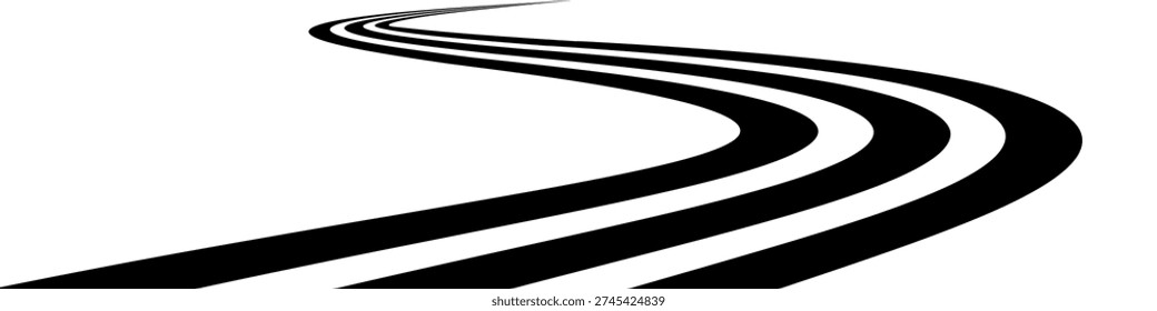 3d dimensional effect dynamic curve road lines. Abstract perspective line stripes, road theme