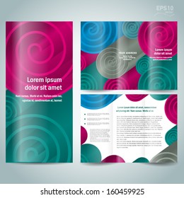  3d dimensional figure spiral brochure design template folder leaflet colored element white background