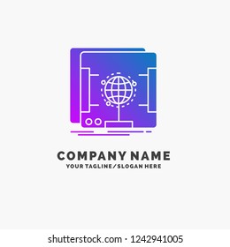 3d, dimensional, holographic, scan, scanner Purple Business Logo Template. Place for Tagline.