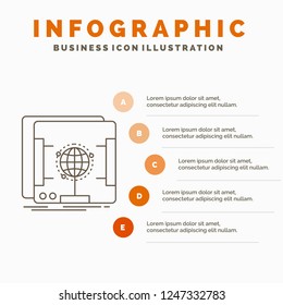 3d, dimensional, holographic, scan, scanner Infographics Template for Website and Presentation. Line Gray icon with Orange infographic style vector illustration