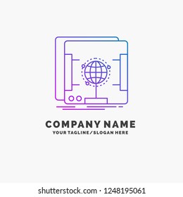 3d, dimensional, holographic, scan, scanner Purple Business Logo Template. Place for Tagline