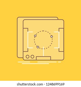 3d, dimensional, holographic, scan, scanner Flat Line Filled Icon. Beautiful Logo button over yellow background for UI and UX, website or mobile application