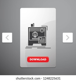 3d, dimensional, machine, printer, printing Glyph Icon in Carousal Pagination Slider Design & Red Download Button