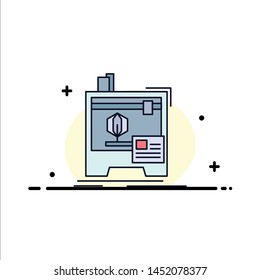3d, dimensional, machine, printer, printing Flat Color Icon Vector