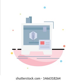3d, dimensional, machine, printer, printing Flat Color Icon Vector. Vector Icon Template background