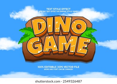 Efecto de texto editable de dibujos animados de juego de dinosaurios 3d