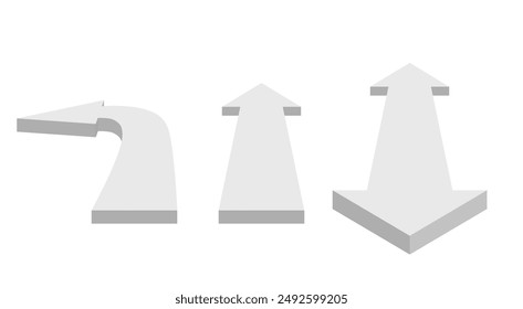 3d direction arrow on the white background
