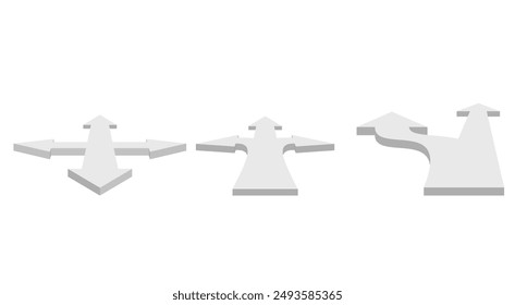 3d direction arrow on the white background